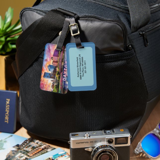 Dayton Skyline Abstract Art Luggage Tag (Front & Back)