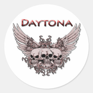Daytona 3 Flying Skulls red Classic Round Sticker