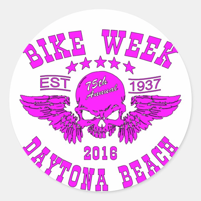 Daytona Beach Bike Week 2016 Classic Round Sticker (Front)