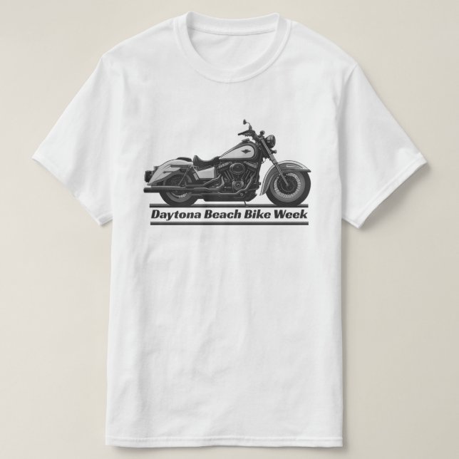 Daytona Beach Bike Week Black And White Biker Cool T-Shirt (Design Front)