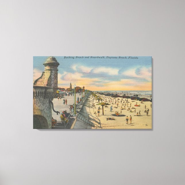 Daytona Beach, FL - Boardwalk View of Beach Canvas Print (Front)