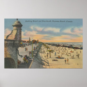 Daytona Beach, FL - Boardwalk View of Beach Poster
