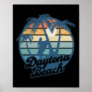 Daytona Beach Fl Surfer Girl Vintage Sunset Vacati Poster