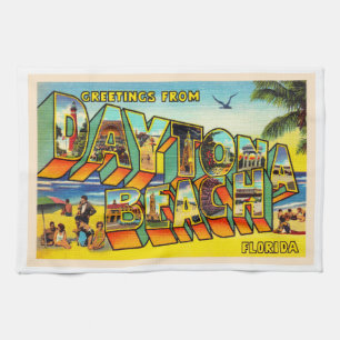 Daytona Beach Florida FL Large Letter Postcard Tea Towel