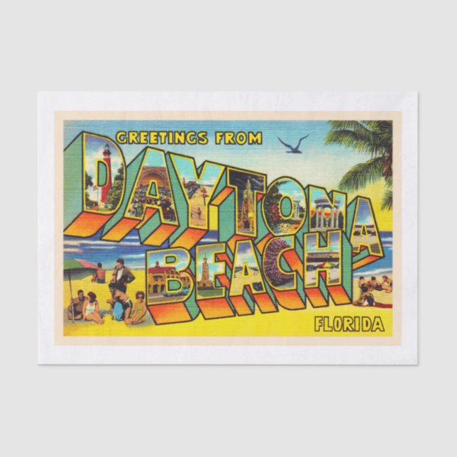 Daytona Beach Florida FL Large Letter Postcard Tissue Paper (Front)