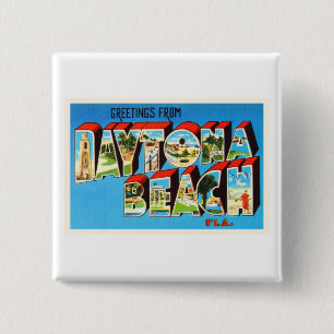 Daytona Beach Florida FL Vintage Travel Souvenir 15 Cm Square Badge