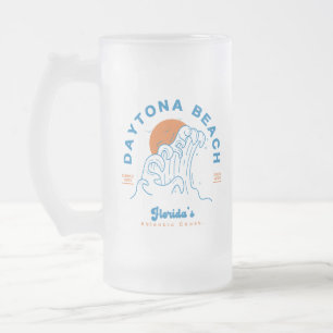 DAYTONA BEACH FLORIDA FROSTED GLASS BEER MUG