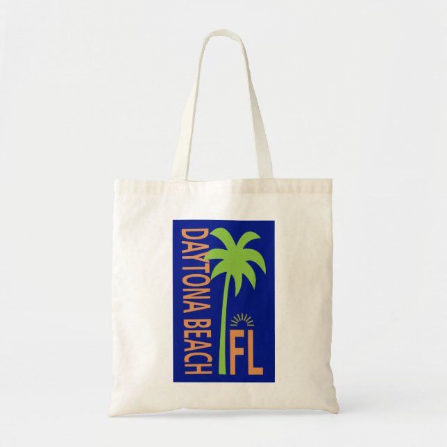 Daytona Beach Florida Geometric with Palm Tree Tote Bag (Front)
