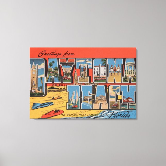 Daytona Beach, Florida - Large Letter Scenes Canvas Print (Front)