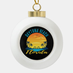 Daytona Beach Florida Palm Trees Beach Ceramic Ball Christmas Ornament