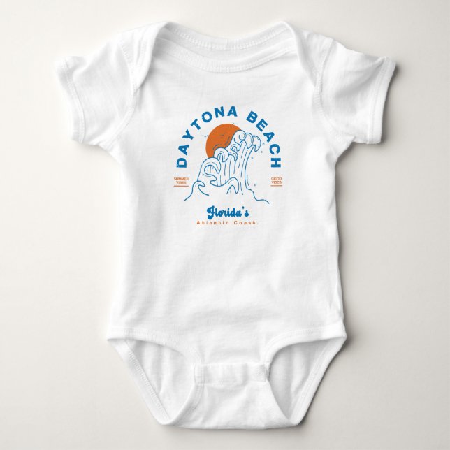 DAYTONA BEACH FLORIDA SUMMER WAVES VACATION BABY BODYSUIT (Front)