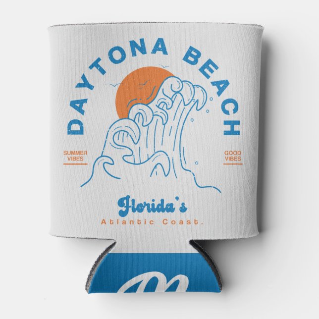 DAYTONA BEACH FLORIDA SUMMER WAVES VACATION CAN COOLER (Front)