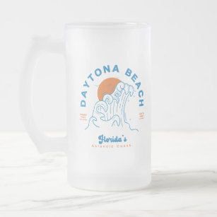 DAYTONA BEACH FLORIDA SUMMER WAVES VACATION FROSTED GLASS BEER MUG