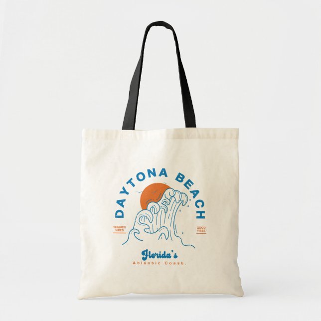 DAYTONA BEACH FLORIDA SUMMER WAVES VACATION TOTE BAG (Front)