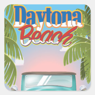 Daytona Beach, Florida USA vintage travel poster Square Sticker