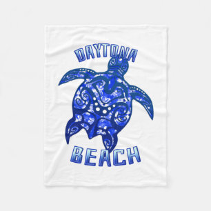 Daytona Beach Florida Vacation Tribal Turtle Fleece Blanket