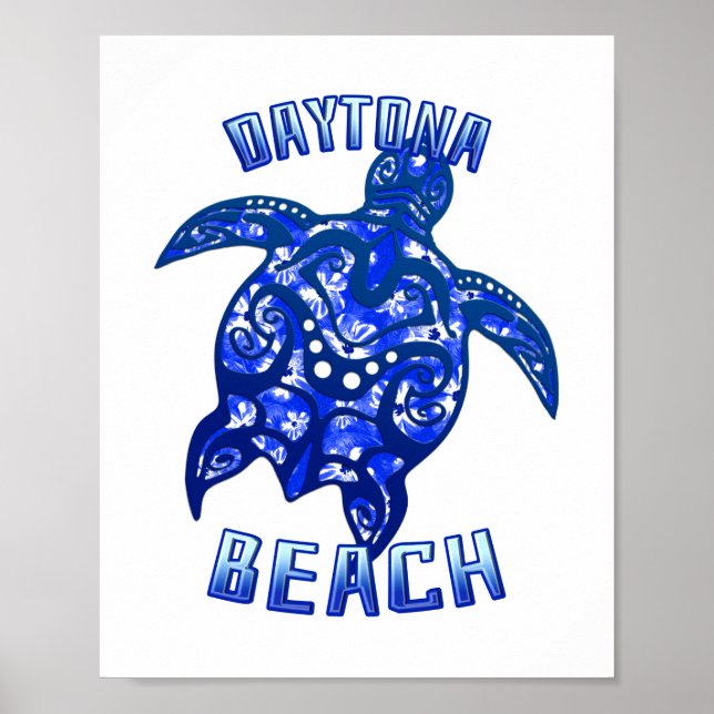 Daytona Beach Florida Vacation Tribal Turtle Poster (Front)