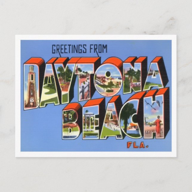 Daytona Beach, Florida Vintage Big Letters Postcard (Front)