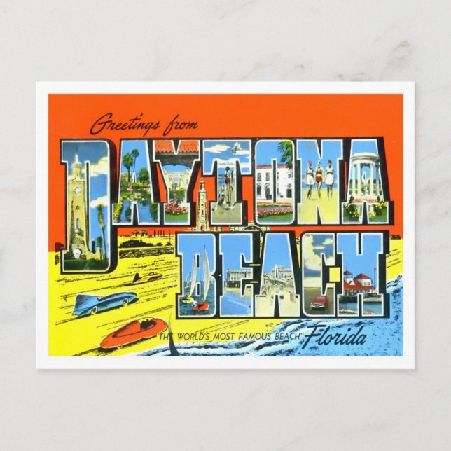 Daytona Beach, Florida Vintage Big Letters Postcard (Front)