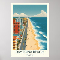 Daytona Beach Florida Vintage Ocean Travel Art