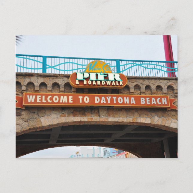 Daytona Beach Main Pier Boardwalk Bridge Postcard (Front)