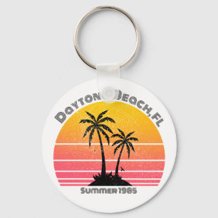 Daytona Beach Retro Sunset Palms Key Ring