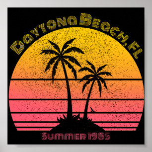 Daytona Beach Retro Sunset Palms Poster