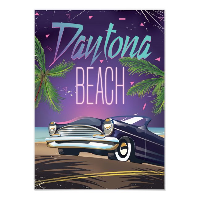 Daytona Beach Vintage Car Travel poster (Front)