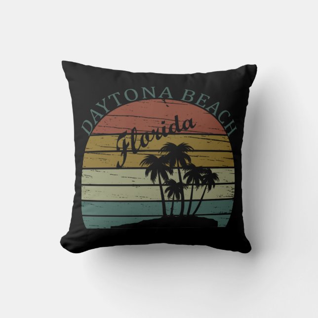 Daytona beach vintage sunset retro landscape cushion (Front)