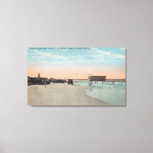 Daytona, FL - View of Beach with Cars & Canvas Print