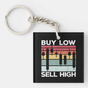 Daytrading Buy low sell high Candlesticks  Key Ring