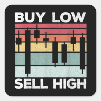 Daytrading Buy low sell high Candlesticks Square Sticker