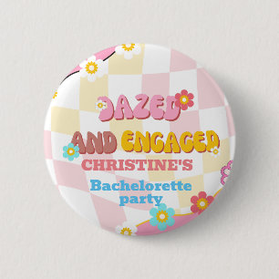 Dazed And Engaged Bachelorette Retro Groovy 70s 6 Cm Round Badge