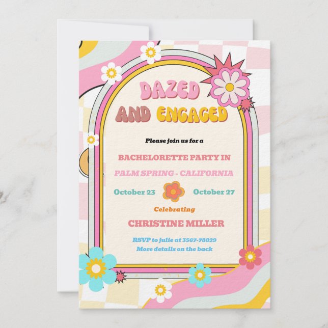 Dazed And Engaged Bachelorette Weekend Itinerary Invitation (Front)