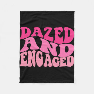 Dazed And Engaged Bride To Be Groovy Retro Bachelo Fleece Blanket