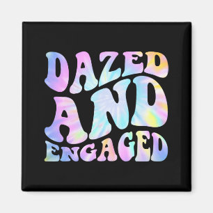 Dazed And Engaged Bride To Be Groovy Tie Dye Bache Magnet