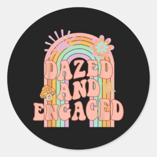 Dazed And Engaged Groovy Rainbow Team Bride Bachel Classic Round Sticker