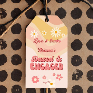 Dazed and engaged groovy retro bachelorette favour gift tags
