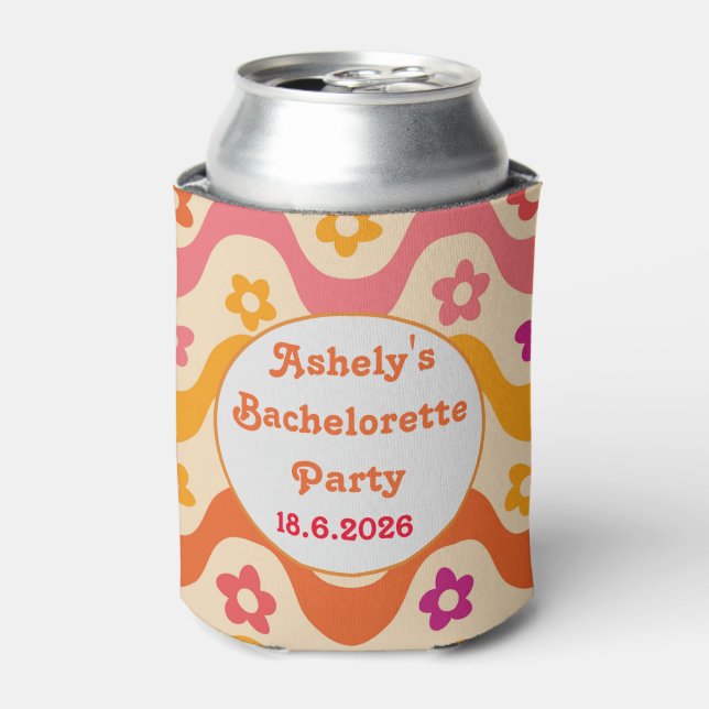 Dazed and Engaged retro 70s Bachelorette  custom  Can Cooler (Can Front)