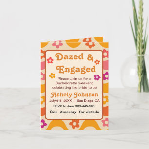 Dazed and Engaged retro 70s Bachelorette party   Invitation