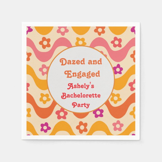 Dazed and Engaged retro Floral Bachelorette party  Napkin (Front)