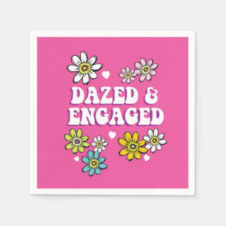 Dazed & Engaged 60s Bachelorette Groovy Pink Daisy Napkin