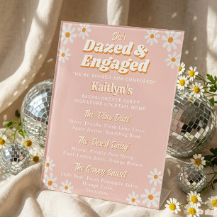 Dazed & Engaged Groovy 70s Bachelorette Party Bar Pedestal Sign