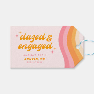 Dazed & Engaged Groovy Pink & Orange Bachelorette Gift Tags