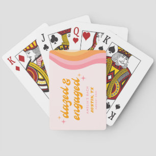 Dazed & Engaged Groovy Pink & Orange Bachelorette Playing Cards