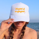 Dazed & Engaged Groovy Pink & Orange Bachelorette Trucker Hat<br><div class="desc">This bright pink and orange design is perfect for a groovy bachelorette party!</div>