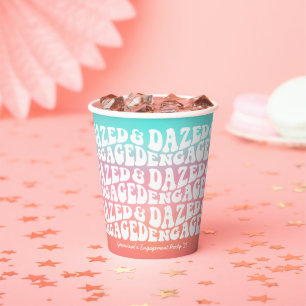 Dazed Engaged   Pink Aqua Retro Engagement Party Paper Cups