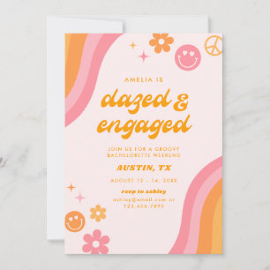 Dazed & Engaged Pink & Orange 4 Day Itinerary Invitation