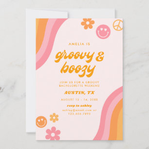 Dazed & Engaged Pink & Orange Bachelorette 4 Day Invitation