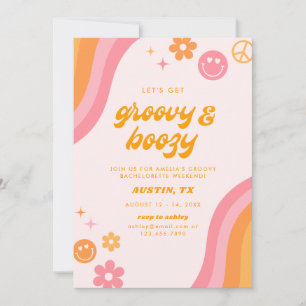 Dazed & Engaged Pink & Orange Bachelorette Weekend Invitation